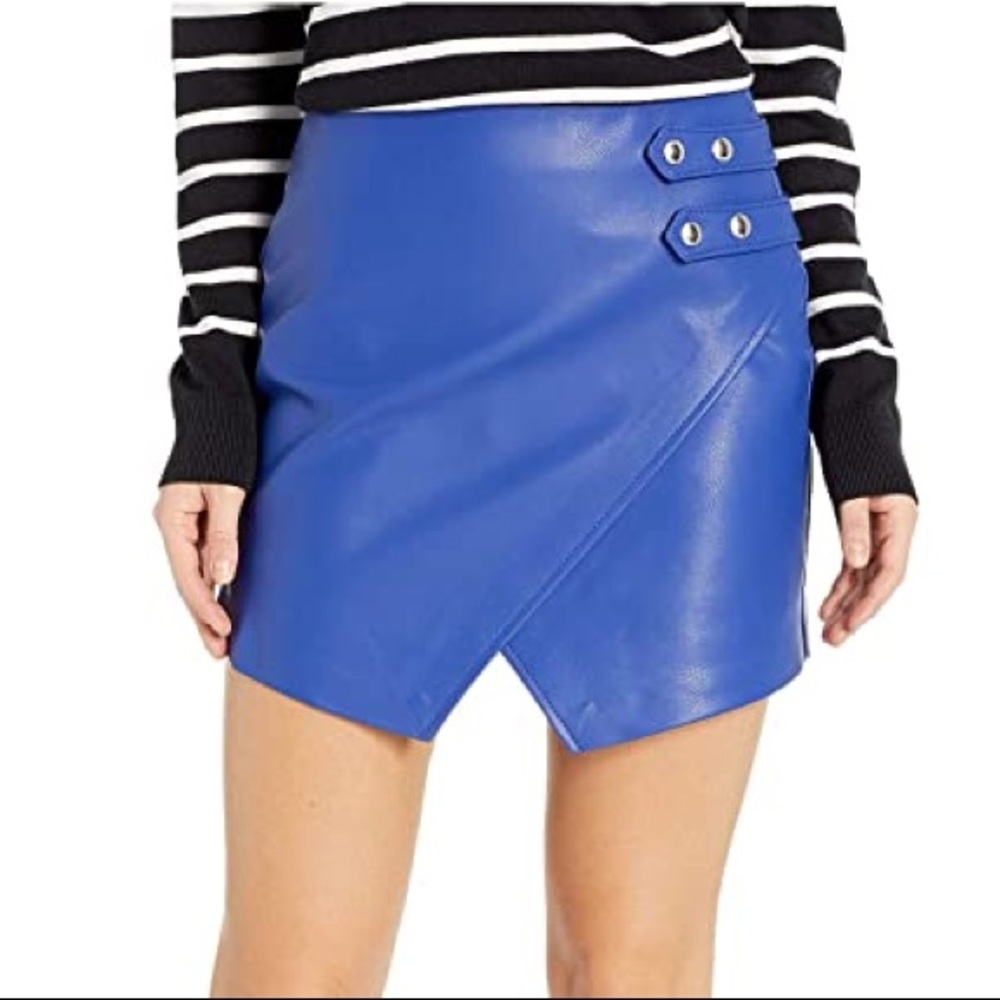 Blank NYC Blue Leather Skirt